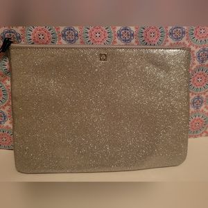 Euc Kate Spade Silver Glittery Zip Pouch/Clutch